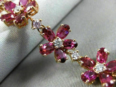 WIDE 15.44CT DIAMOND & AAA RHODOLITE 18KT YELLOW GOLD 3D FLOWER TENNIS BRACELET