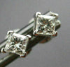 ESTATE .48CT PRINCESS CUT DIAMOND 14K WHITE GOLD 3D CLASSIC STUD EARRINGS #22068