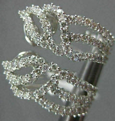 ESTATE LARGE 1.15CT DIAMOND 14K WHITE GOLD CLASSIC LEAF FILIGREE EARRINGS #26315