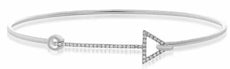 ESTATE .13CT DIAMOND 14KT WHITE GOLD 3D CLASSIC PAVE ARROW LOVE BANGLE BRACELET