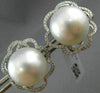 ESTATE LARGE .60CT DIAMOND & AAA SOUTH SEA PEARL 18K WHITE GOLD FLOWER EARRINGS