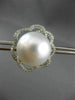 ESTATE LARGE .60CT DIAMOND & AAA SOUTH SEA PEARL 18K WHITE GOLD FLOWER EARRINGS