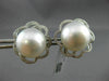 ESTATE LARGE .60CT DIAMOND & AAA SOUTH SEA PEARL 18K WHITE GOLD FLOWER EARRINGS