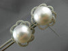 ESTATE LARGE .60CT DIAMOND & AAA SOUTH SEA PEARL 18K WHITE GOLD FLOWER EARRINGS