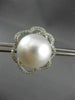 ESTATE LARGE .60CT DIAMOND & AAA SOUTH SEA PEARL 18K WHITE GOLD FLOWER EARRINGS
