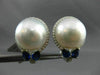 LARGE .92CT DIAMOND AAA SAPPHIRE & SOUTH SEA PEARL 18KT WHITE GOLD 3D EARRINGS