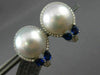LARGE .92CT DIAMOND AAA SAPPHIRE & SOUTH SEA PEARL 18KT WHITE GOLD 3D EARRINGS