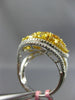 ESTATE 4.80CT WHITE & INTENSE YELLOW DIAMOND 18K 2 TONE GOLD 3D ANNIVERSARY RING