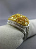 ESTATE 4.80CT WHITE & INTENSE YELLOW DIAMOND 18K 2 TONE GOLD 3D ANNIVERSARY RING