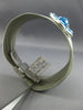 WIDE 9.33CT DIAMOND & AAA BLUE TOPAZ 14KT GOLD & STAINLESS STEEL BANGLE BRACELET