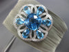 WIDE 9.33CT DIAMOND & AAA BLUE TOPAZ 14KT GOLD & STAINLESS STEEL BANGLE BRACELET