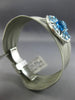 WIDE 9.33CT DIAMOND & AAA BLUE TOPAZ 14KT GOLD & STAINLESS STEEL BANGLE BRACELET