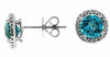 2.65CT ROUND DIAMOND & AAA BLUE TOPAZ ROUND 14KT WHITE GOLD HALO STUD EARRINGS