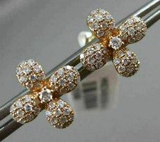 ESTATE .77CT DIAMOND 18KT ROSE GOLD 3D HANDCRAFTED FLOWER CLASSIC STUD EARRINGS
