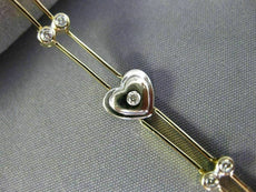 ANTIQUE LONG .25CT DIAMOND 14KT WHITE & YELLOW GOLD BEZEL HEART BRACELET #19183