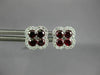 ESTATE LARGE 1.15CT DIAMOND & AAA RUBY 18KT WHITE GOLD 3D SQUARE FLOWER EARRINGS