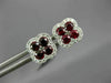 ESTATE LARGE 1.15CT DIAMOND & AAA RUBY 18KT WHITE GOLD 3D SQUARE FLOWER EARRINGS