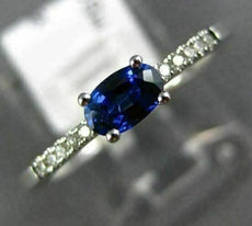 .45CT DIAMOND & AAA OVAL SAPPHIRE 14K WHITE GOLD CLASSIC FRIENDSHIP PROMISE RING