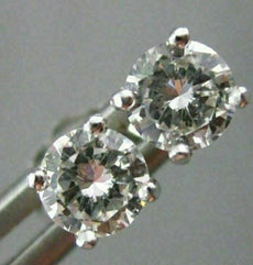 ESTATE .60CT DIAMOND 14KT WHITE GOLD 3D CLASSIC FOUR PRONG STUD EARRINGS #22074