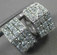 ESTATE 14KT WHITE GOLD 3D 3 ROW CUBIC ZIRCONIA HEXAGON HUGGIE EARRINGS #24347