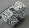 ESTATE 14KT WHITE GOLD 3D 3 ROW CUBIC ZIRCONIA HEXAGON HUGGIE EARRINGS #24347