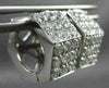 ESTATE 14KT WHITE GOLD 3D 3 ROW CUBIC ZIRCONIA HEXAGON HUGGIE EARRINGS #24347