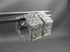 ESTATE 14KT WHITE GOLD 3D 3 ROW CUBIC ZIRCONIA HEXAGON HUGGIE EARRINGS #24347