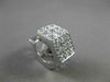 ESTATE 14KT WHITE GOLD 3D 3 ROW CUBIC ZIRCONIA HEXAGON HUGGIE EARRINGS #24347