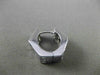 ESTATE 14KT WHITE GOLD 3D 3 ROW CUBIC ZIRCONIA HEXAGON HUGGIE EARRINGS #24347