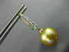 LARGE .30CT DIAMOND & GOLDEN SOUTH SEA PEARL 14KT YELLOW GOLD HANGING EARRINGS