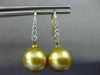LARGE .30CT DIAMOND & GOLDEN SOUTH SEA PEARL 14KT YELLOW GOLD HANGING EARRINGS