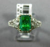 1.44CT DIAMOND & COLOMBIAN EMERALD 14KT 2 TONE GOLD 3 STONE HALO ENGAGEMENT RING