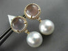 LARGE .52CT DIAMOND & AAA ROSE QUARTZ SOUTH SEA PEARL 18KT ROSE GOLD 3D EARRINGS