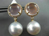 LARGE .52CT DIAMOND & AAA ROSE QUARTZ SOUTH SEA PEARL 18KT ROSE GOLD 3D EARRINGS