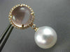 LARGE .52CT DIAMOND & AAA ROSE QUARTZ SOUTH SEA PEARL 18KT ROSE GOLD 3D EARRINGS