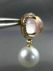 LARGE .52CT DIAMOND & AAA ROSE QUARTZ SOUTH SEA PEARL 18KT ROSE GOLD 3D EARRINGS