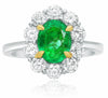 2.85CT DIAMOND & AAA EMERALD 18KT WHITE & YELLOW GOLD 3D FLOWER ENGAGEMENT RING