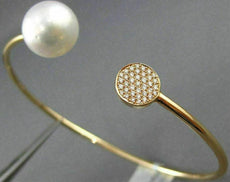 ESTATE .14CT DIAMOND & AAA SOUTH SEA PEARL 18KT ROSE GOLD CIRCLE BANGLE BRACELET