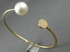 ESTATE .14CT DIAMOND & AAA SOUTH SEA PEARL 18KT ROSE GOLD CIRCLE BANGLE BRACELET