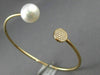 ESTATE .14CT DIAMOND & AAA SOUTH SEA PEARL 18KT ROSE GOLD CIRCLE BANGLE BRACELET