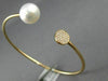 ESTATE .14CT DIAMOND & AAA SOUTH SEA PEARL 18KT ROSE GOLD CIRCLE BANGLE BRACELET