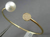 ESTATE .14CT DIAMOND & AAA SOUTH SEA PEARL 18KT ROSE GOLD CIRCLE BANGLE BRACELET