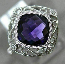 1.74CT DIAMOND & AAA AMETHYST 14KT WHITE GOLD 3D OPEN FILIGREE ETOILE FUN RING
