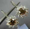 ESTATE LARGE GIA 5.39CT WHITE & CHOCOLATE FANCY DIAMOND 18KT WHITE GOLD EARRINGS