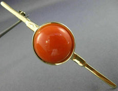 ANTIQUE LARGE AAA ROUND CORAL 14K YELLOW GOLD 3D CLASSIC SPACE PIN BROOCH #26075