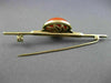 ANTIQUE LARGE AAA ROUND CORAL 14K YELLOW GOLD 3D CLASSIC SPACE PIN BROOCH #26075