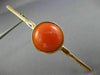 ANTIQUE LARGE AAA ROUND CORAL 14K YELLOW GOLD 3D CLASSIC SPACE PIN BROOCH #26075