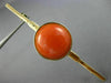 ANTIQUE LARGE AAA ROUND CORAL 14K YELLOW GOLD 3D CLASSIC SPACE PIN BROOCH #26075