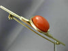 ANTIQUE LARGE AAA ROUND CORAL 14K YELLOW GOLD 3D CLASSIC SPACE PIN BROOCH #26075