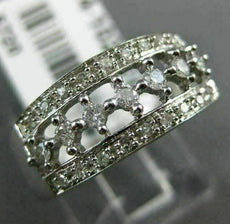 ESTATE WIDE .20CT DIAMOND 14KT WHITE GOLD 3D 3 ROW SHARE PRONG ANNIVERSARY RING